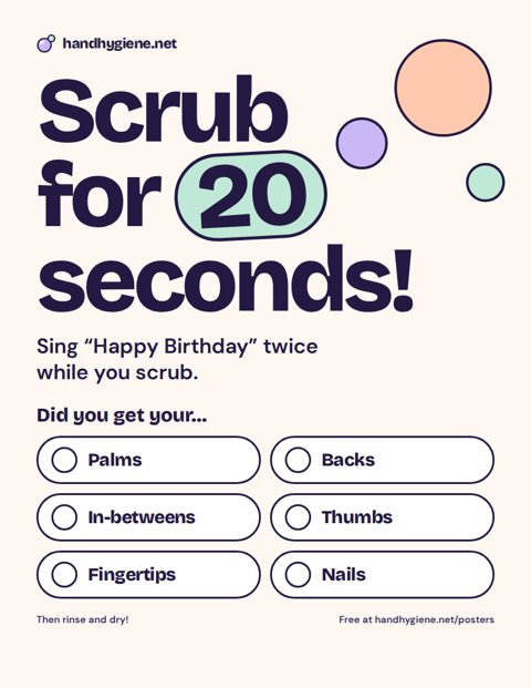 Preview of the “Scrub for 20 seconds!” poster